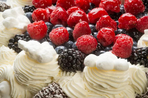 Pavlova Kuchen mit frischen Beeren — Stockfoto