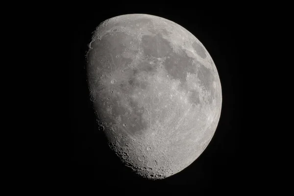 Uma Fase Lunar Brilhante Gigantesca Cera Tomada Com Grande Telescópio — Fotografia de Stock