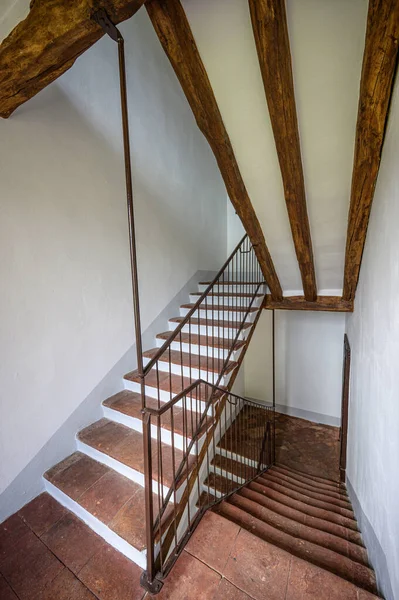 Vieil Escalier Pierre Intérieur Maison Authentique — Photo