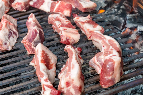 Pork ribs on a grill — Stock Photo, Image