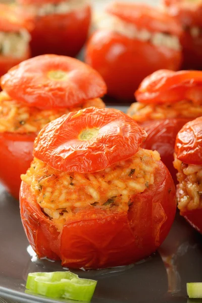 Tomatoes stuffed with rice — Stock Photo, Image