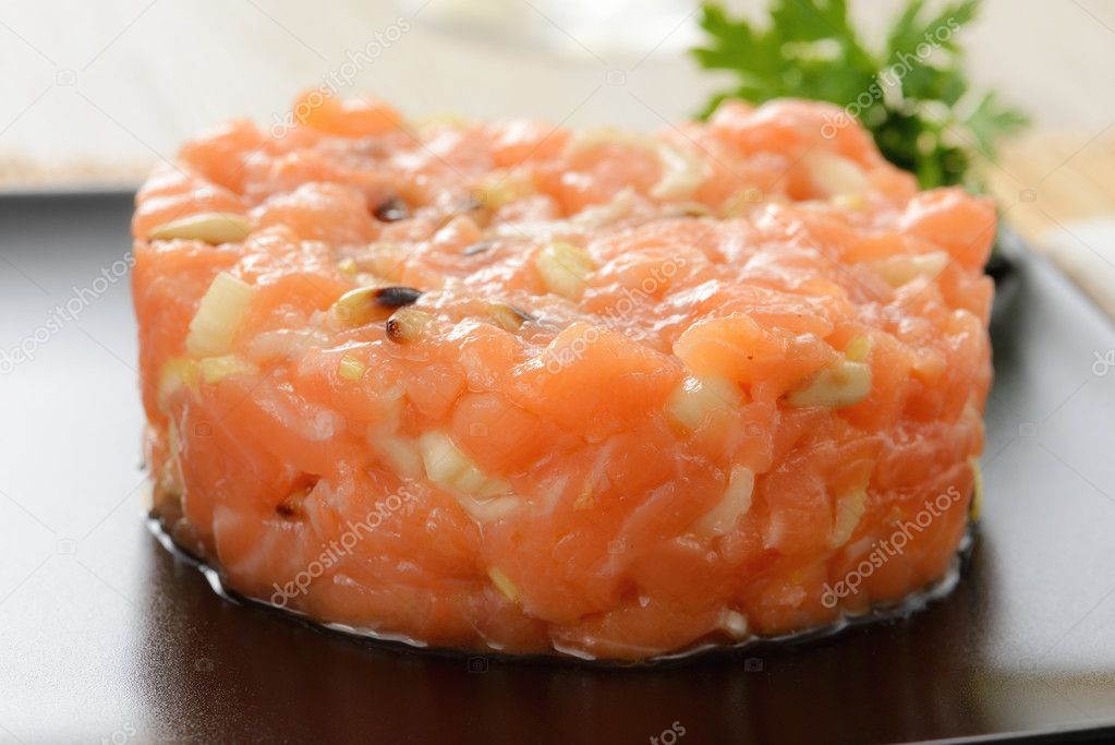 Raw salmon tartar