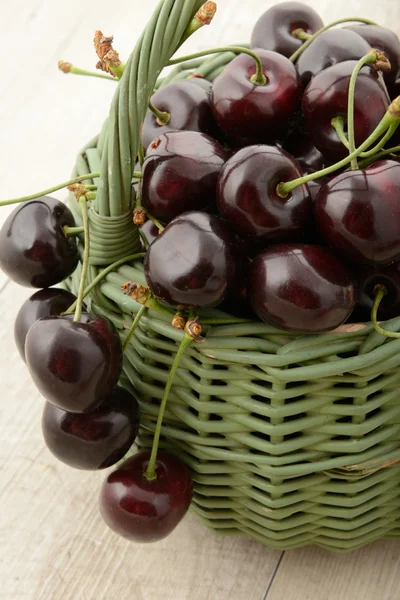 Cherries in a basket — Stock Photo, Image