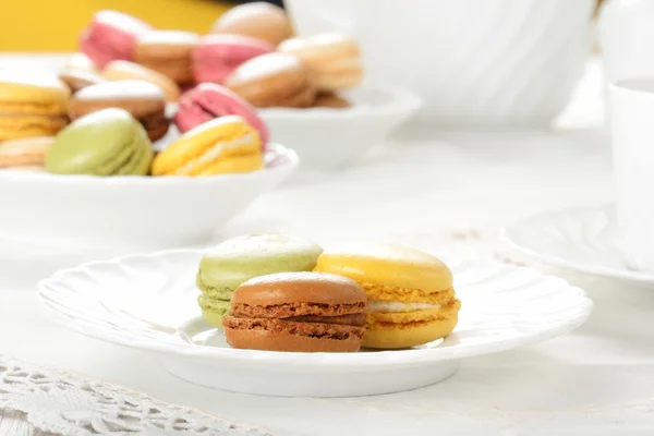 Macarons tijdens een snack — Stockfoto