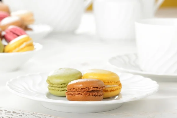 Macarons tijdens een snack — Stockfoto