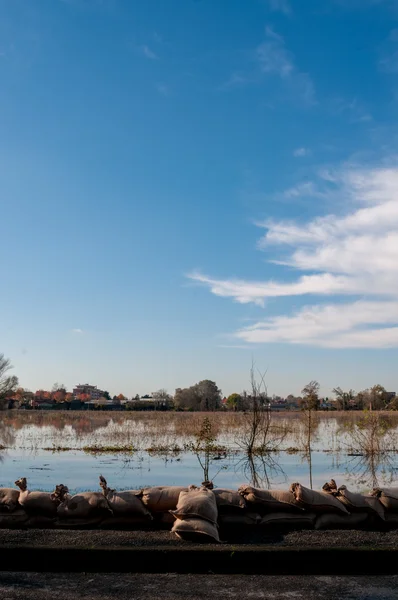 Sandbags for flood defense — Stock Photo, Image