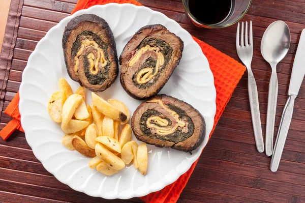 Meatloaf with roasted potatoes — Stock Photo, Image