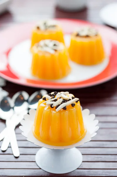 Tasty orange jelly dessert — Stock Photo, Image