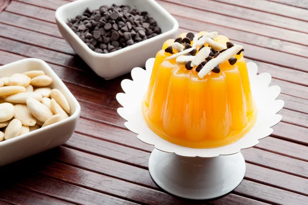 Tasty orange jelly dessert — Stock Photo, Image