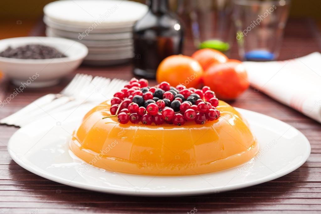 Orange jelly on a table