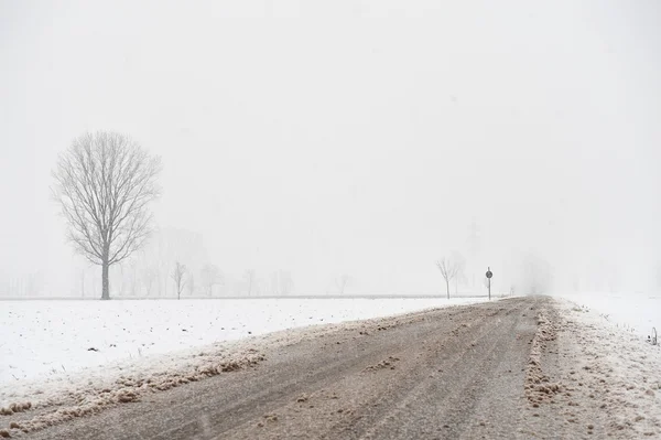 大雪覆盖的道路 — 图库照片