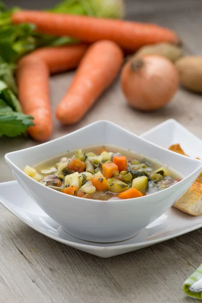 プレートで野菜スープ — ストック写真