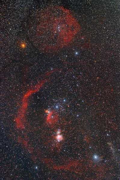 Červená mlhovina v Hvězdné noci — Stock fotografie