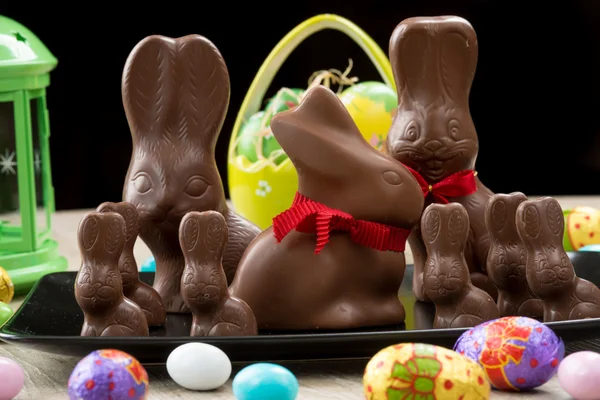Čokoládové velikonoční zajíčky — Stock fotografie