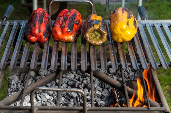 Paprikat grillissä — kuvapankkivalokuva