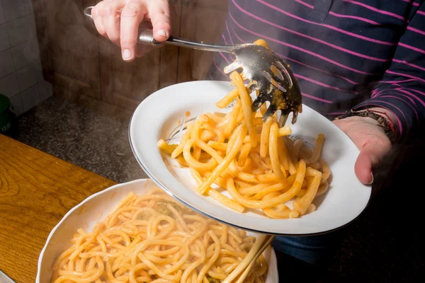 Spaghetti served on a plate — Stock Photo, Image