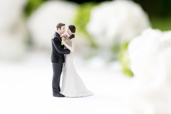 Bride and groom cake toppers