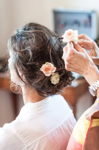 Bride Hairdressing Salon Wedding — Stock Photo, Image