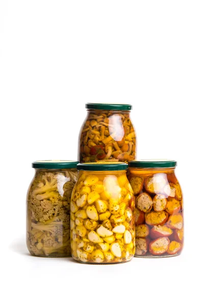 Glass jars with pickles — Stock Photo, Image
