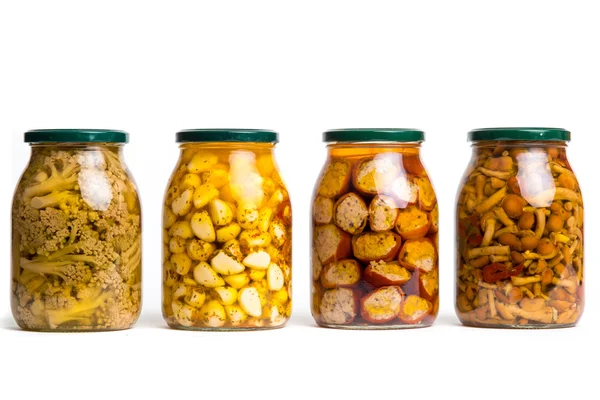 Glass jars with pickles — Stock Photo, Image