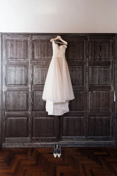 wedding dress hanging