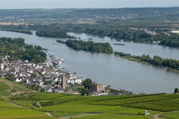 Flodlandskap Rudesheim Och Bingen Stad — Stockfoto