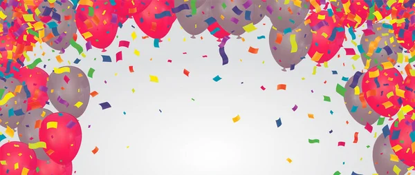 Fundo Festivo Com Balões Vermelho Banner Ouro Feliz Aniversário — Vetor de Stock