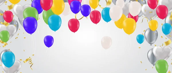 Luxe Couleur Brillant Hélium Ballons Fond Avec Des Ballons Multicolores — Image vectorielle