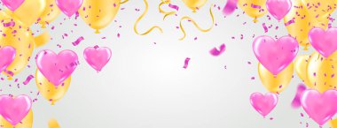 Lüks Renkli Helium Balonları Çok renkli balonları olan arka plan; şenlikli ruh hali; vektör illüstrasyonu.