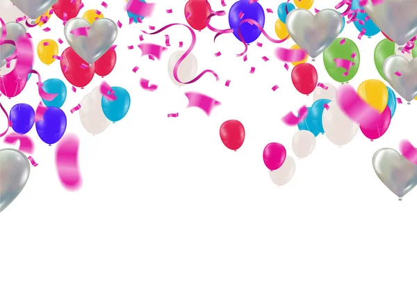 Lyx Färg Glossy Helium Ballonger Bakgrund Med Flerfärgade Ballonger Festligt — Stock vektor
