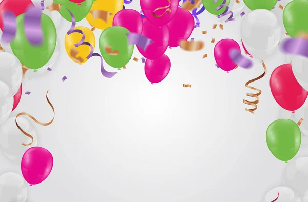 Ballonger Färgglada Firande Oskärpa Makro Effekt Mallar För Plakat Banderoller — Stock vektor