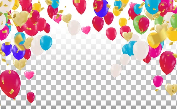 Lujo Color Brillante Helio Globos Fondo Set Globos Para Cumpleaños — Vector de stock