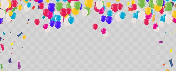 Cor Luxo Brilhante Balões Hélio Fundo Conjunto Balões Para Aniversário —  Vetores de Stock
