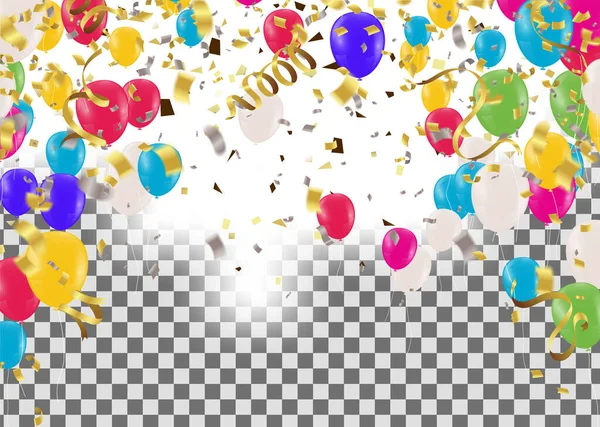 Lujo Color Brillante Helio Globos Fondo Set Globos Para Cumpleaños — Vector de stock