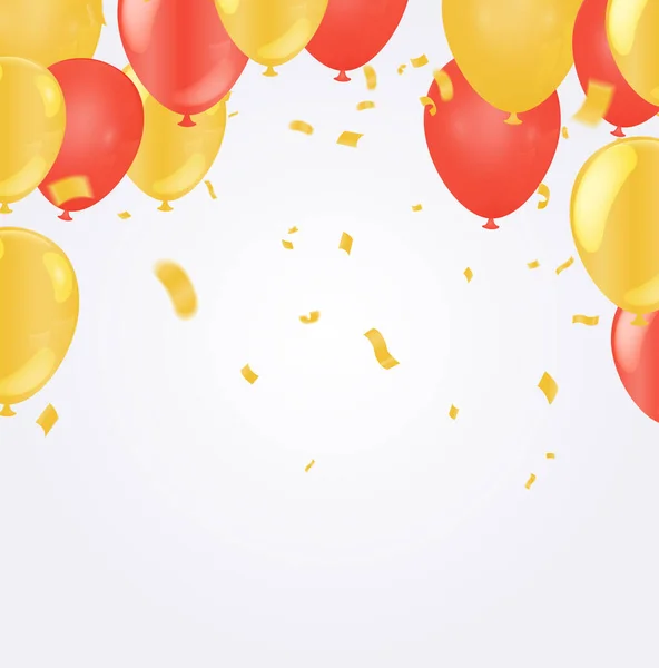Vektor Party Luftballons Illustration Konfetti Und Bänder Fahnenbänder Hintergrundvorlage Für — Stockvektor
