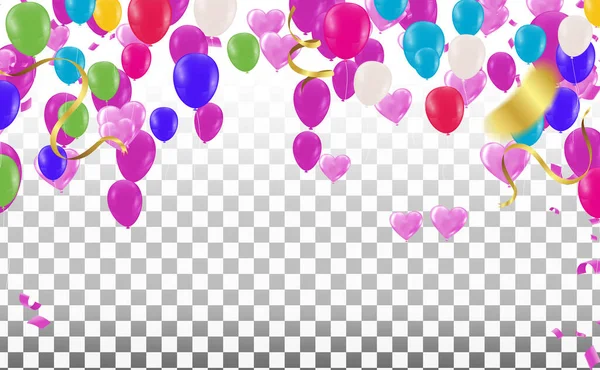 Luxury Colour Glossy Helium Balloons Background Set Balloons Birthday Anniversary — Stock Vector