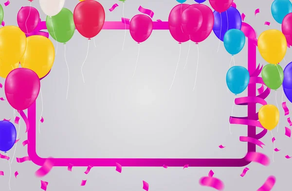 Πολυτελές Χρώμα Γυαλιστερό Ήλιο Μπαλόνια Φόντο Σετ Μπαλόνια Για Γενέθλια — Διανυσματικό Αρχείο