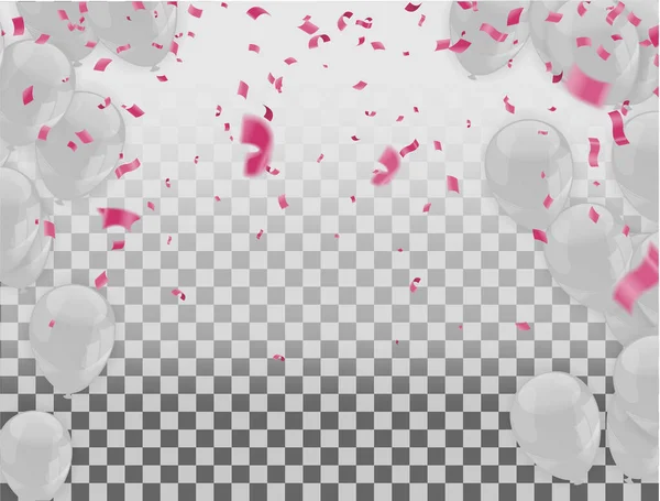 Όμορφο Φόντο Πολύχρωμα Μπαλόνια Πετούν Επάνω Διαφανές Φόντο Για Χρήση — Διανυσματικό Αρχείο