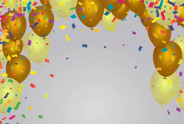 庆祝活动的背景模板用于新年活动 生日和任何其他带有金色气球的欢快主题的活动 — 图库矢量图片