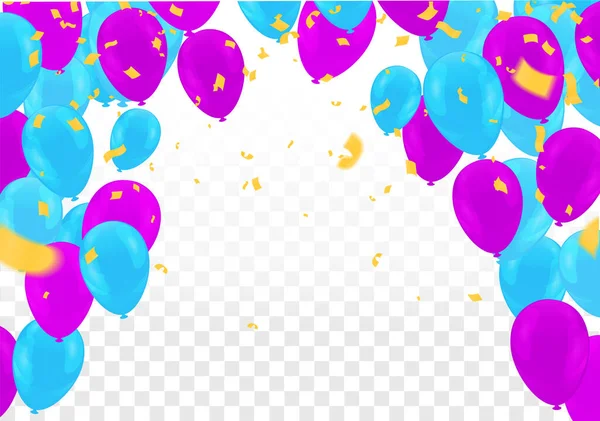 庆祝活动由各种颜色的气球组成 主要的颜色是紫色 用于许多盛会和宴会 — 图库矢量图片