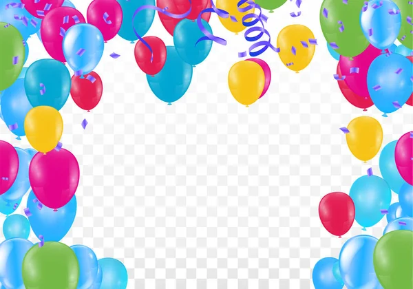 Lyx Färg Glossy Helium Ballonger Bakgrund Uppsättning Ballonger För Födelsedag — Stock vektor