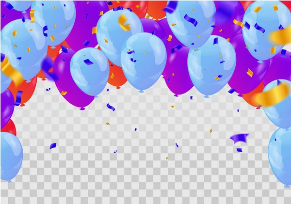 Çeşitli Renklerde Balonlardan Oluşan Kutlama Ana Renk Mor Birçok Yarışmada — Stok Vektör