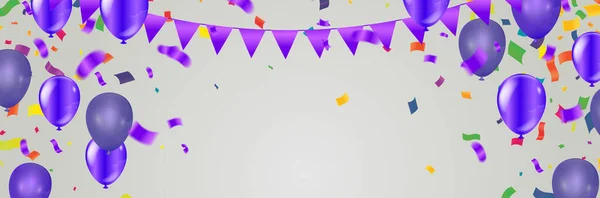 Firande Bestående Ballonger Olika Färger Den Viktigaste Färgen Lila Används — Stock vektor