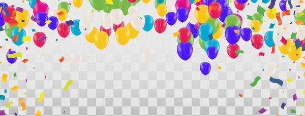 Luxus Farbe Glänzend Helium Luftballons Hintergrund Set Luftballons Für Geburtstag — Stockvektor