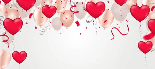 Globos Rosados Sobre Fondo Ilustración San Valentín Febrero Amor Espacio — Archivo Imágenes Vectoriales