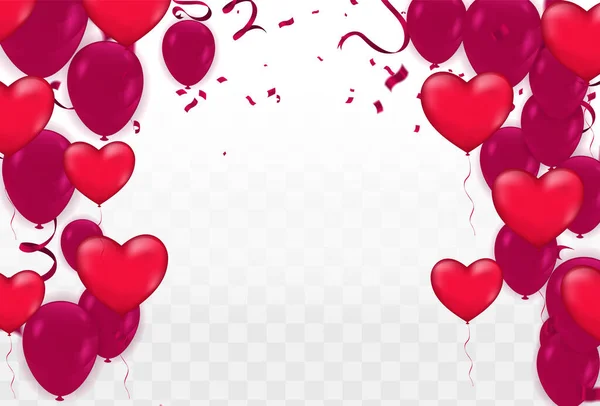 Globos Rosados Sobre Fondo Ilustración San Valentín Febrero Amor Espacio — Vector de stock