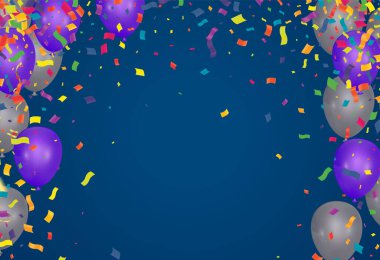 Sevgililer Günün kutlu olsun. Gerçekçi Balon grubu altın kurdeleli bir kalp şeklinde. Balon arka planda izole edildi. Mesajın için yer var. Vektör illüstrasyonu.