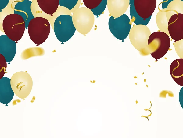 Colorido Bunch Birthday Balões Voando Para Festa Celebrações Com Espaço — Vetor de Stock