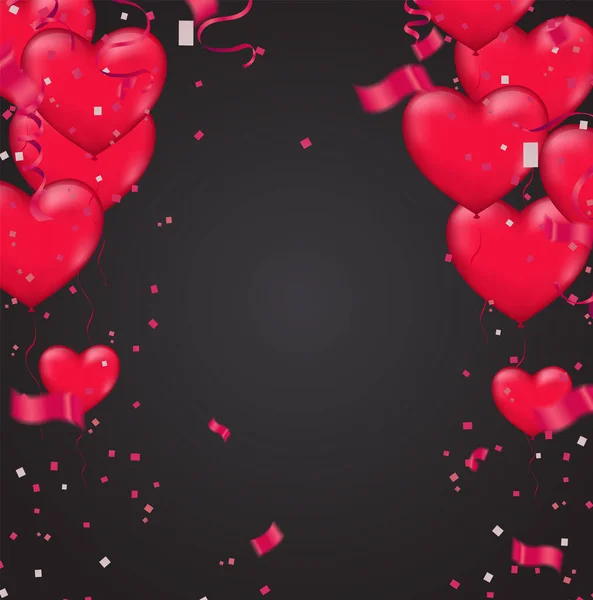 Rózsaszín Lufik Háttérben Illusztráció Valentin Nap Február Szerelem Hely Szövegnek — Stock Vector