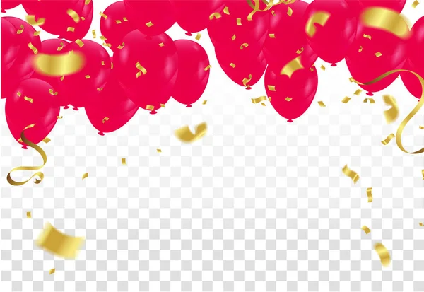 Feliz Día San Valentín Grupo Globos Realistas Forma Corazón Con — Vector de stock